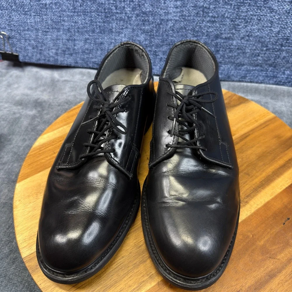 Bates Oxford Shoes Mens 10 D Black Leather Regular Fit Lace Up Uniform Vibram